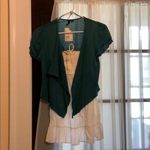 CLOSET CLEAR OUT! SALE! NOW! Small white cotton sheer cami w jade green top